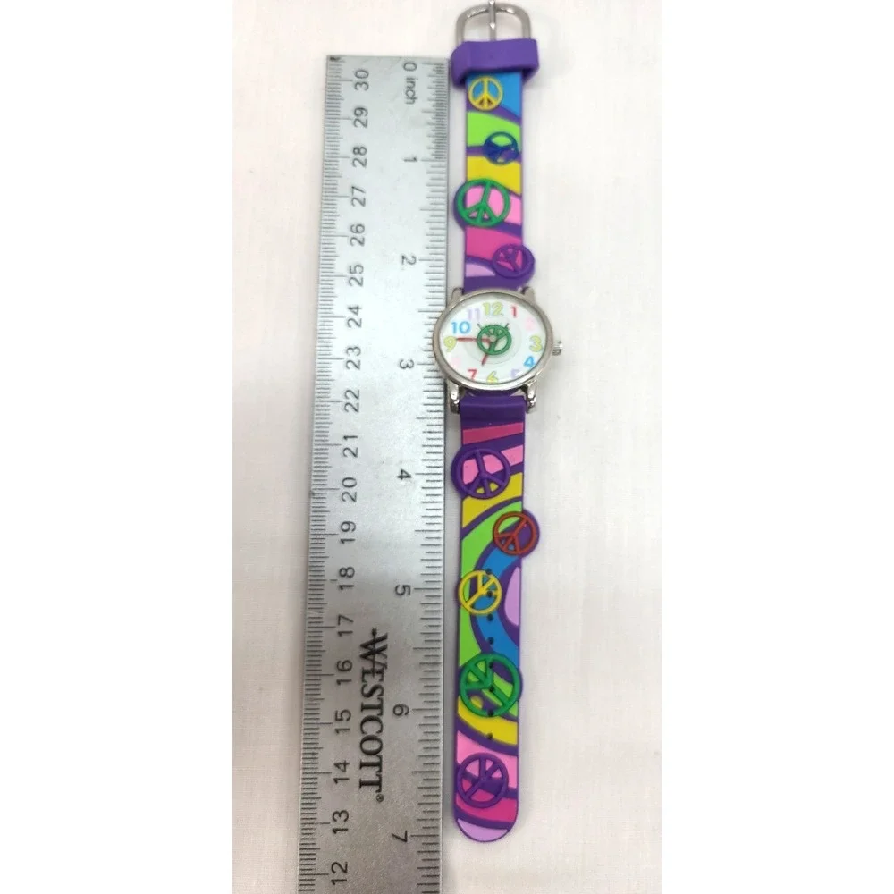 Ricci Kids Peace Sign Style Purple Band Water Resistant New Battery Works